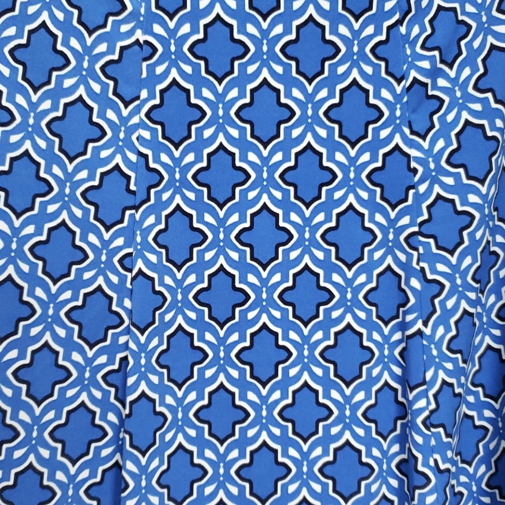 Susan Graver Blue and White Patterned Skirt - Picture 2 of 6